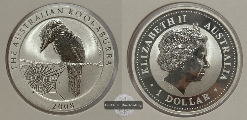  Australien - 1 Dollar 2008  Kookaburra  FM-Frankfurt  Feinsilber: 31,1g   