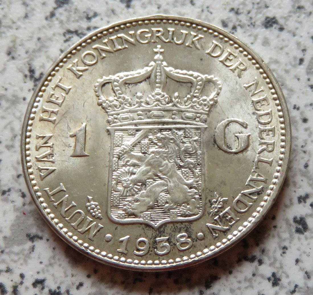  Niederlande 1 Gulden 1938, Erhaltung   