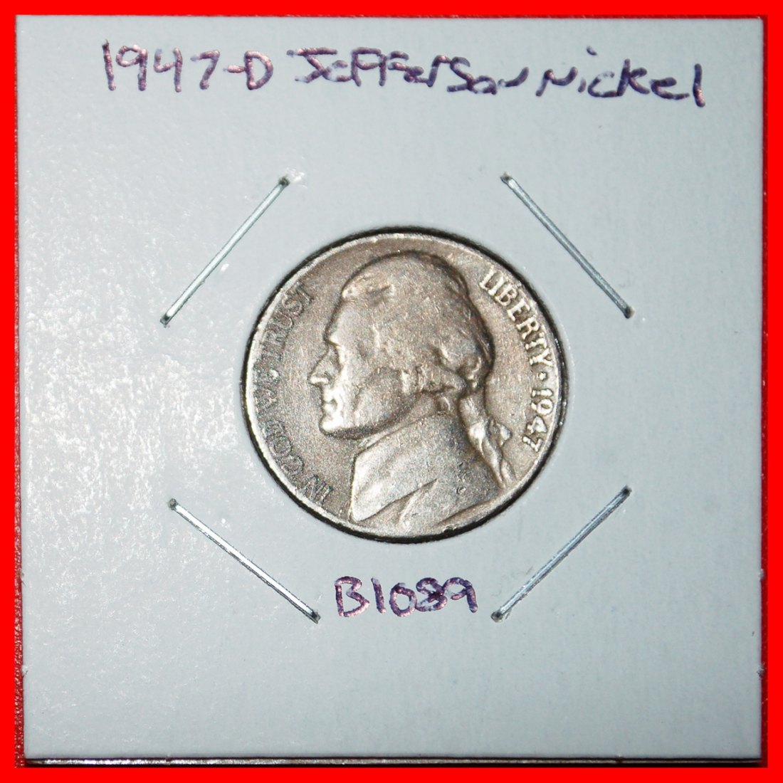  Ⰶ MONTICELLO (1938-2003): USA★5 CENTS 1947D! JEFFERSON (1801-1809) IN HOLDER★LOW START ★ NO RESERVE!   