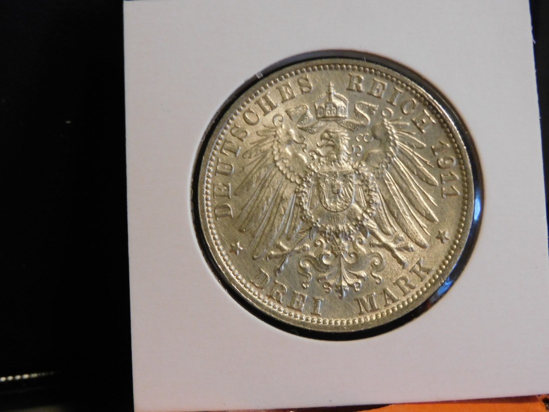  GERMANY 3 MARK 1911 WURTTEMBERG.GRADE-PLEASE SEE PHOTOS.   