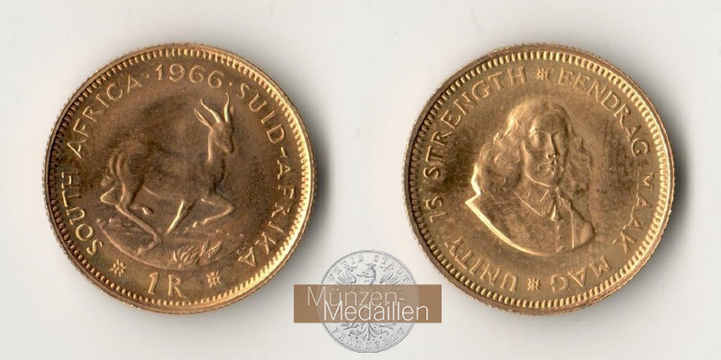 Süd Afrika MM-Frankfurt Feingold: 3,66g 1 Rand 1969 