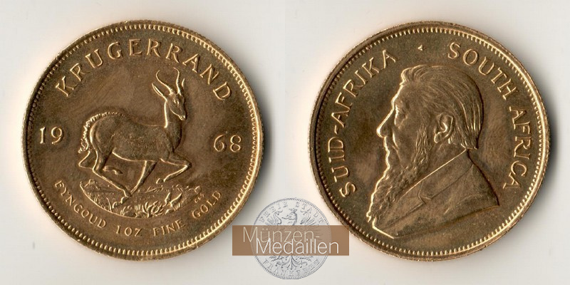 Süd Afrika MM-Frankfurt Feingold: 31,1g 1oz Krügerrand 1968 