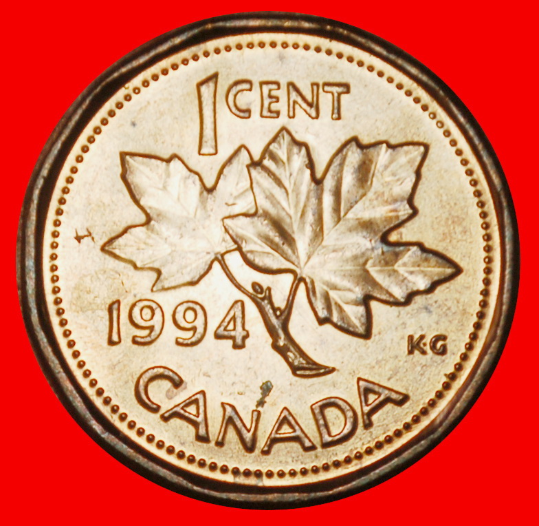  Ⰶ CROWN (1990-1996): CANADA★1 CENT 1994! ELIZABETH II (1953-2022) UNC LUSTRE★LOW START ★ NO RESERVE!   