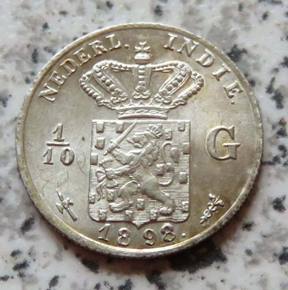  Niederländisch Indien 1/10 Gulden 1898   