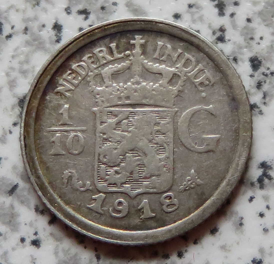  Niederländisch Indien 1/10 Gulden 1918   