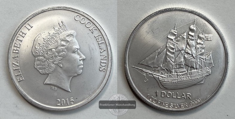  Cook Islands 1 Dollar 2015 Schiff Bounty FM-Frankfurt Feinsilber: 31,06g   