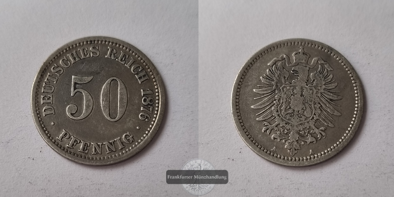  Deutsches Kaiserreich 50 Pfennig  1876 A  FM-Frankfurt Feinsilber: 2,5g   