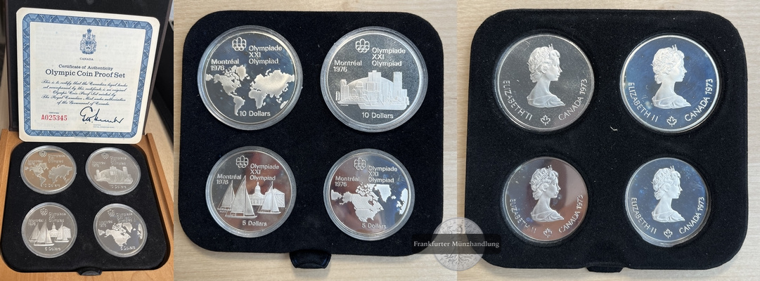  Kanada Olympia 1976 Montreal Proof Set 2x 5&10 Dollars  FM-Frankfurt Feingewicht: 134,86g  Silber   