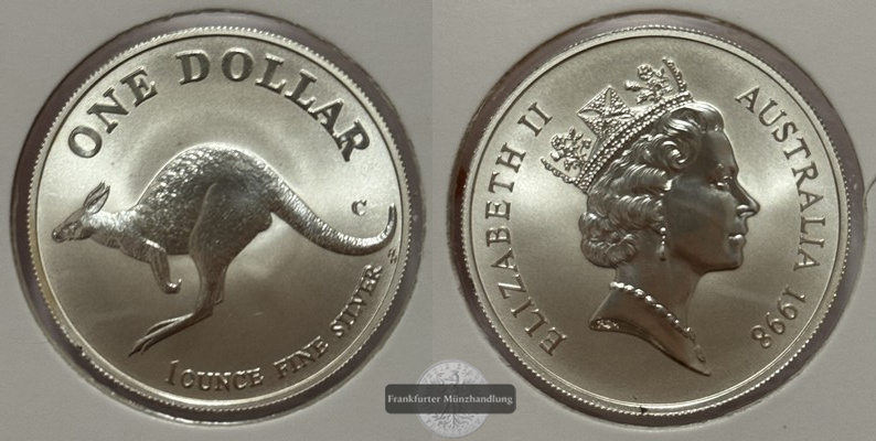  Australien - 1 Dollar 1998 Känguru FM-Frankfurt Feinsilber: 31,06g   