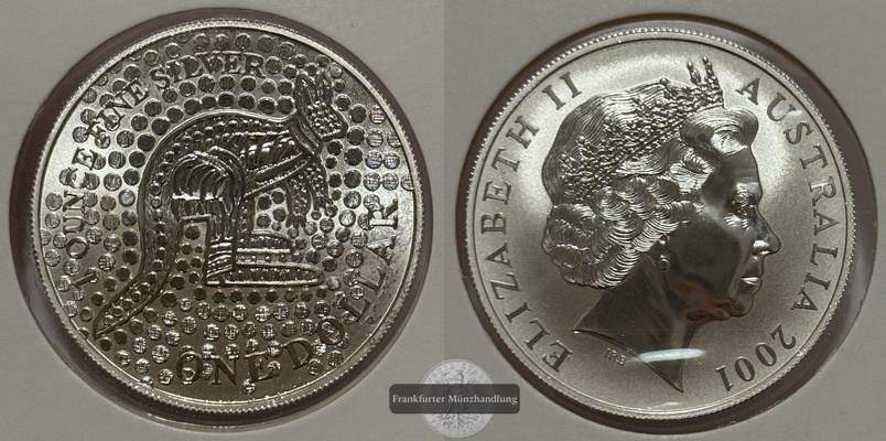  Australien - 1 Dollar 2001 Känguru FM-Frankfurt Feinsilber: 31,06g   