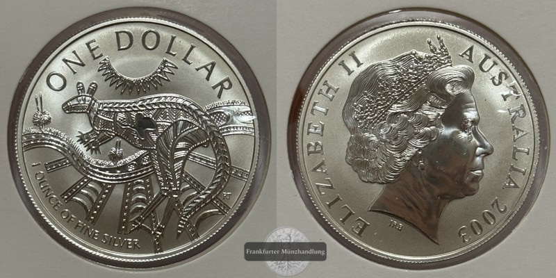  Australien - 1 Dollar 2003 Känguru FM-Frankfurt Feinsilber: 31,06g   