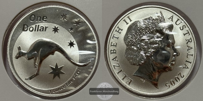  Australien - 1 Dollar 2005 Känguru FM-Frankfurt Feinsilber: 31,06g   