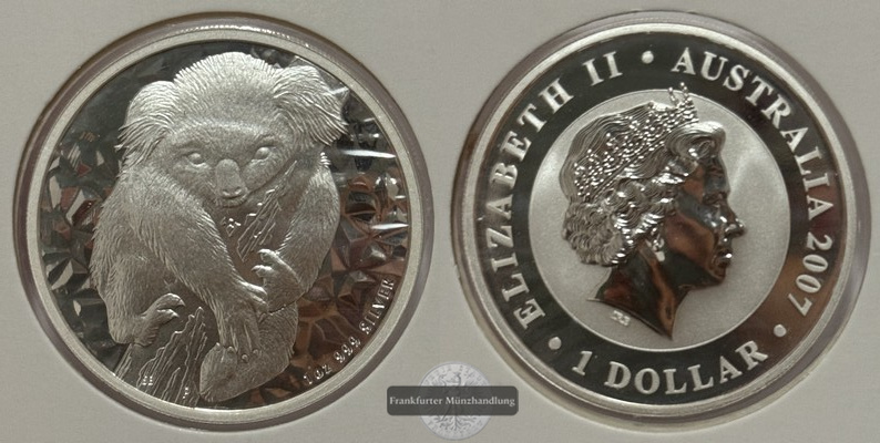  Australien - 1 Dollar 2007 Koala  FM-Frankfurt  Feinsilber: 31,1g   