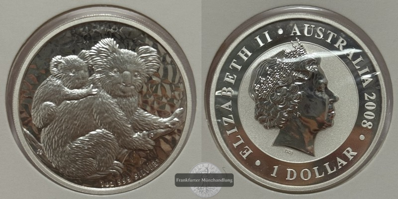  Australien - 1 Dollar 2008 Koala  FM-Frankfurt  Feinsilber: 31,1g   