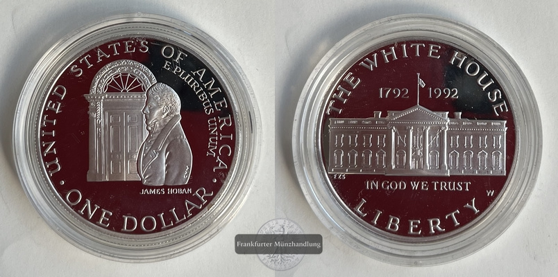  USA 1 Dollar 1992 White House Bicentenary KM#236 FM-Frankfurt Feinsilber: 24,04g   