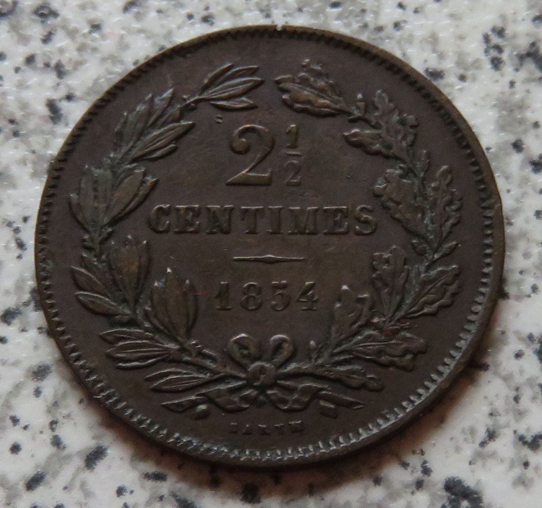  Luxemburg 2 1/2 Centimes 1854 / Luxemburg 2,5 Centimes 1854, besser   