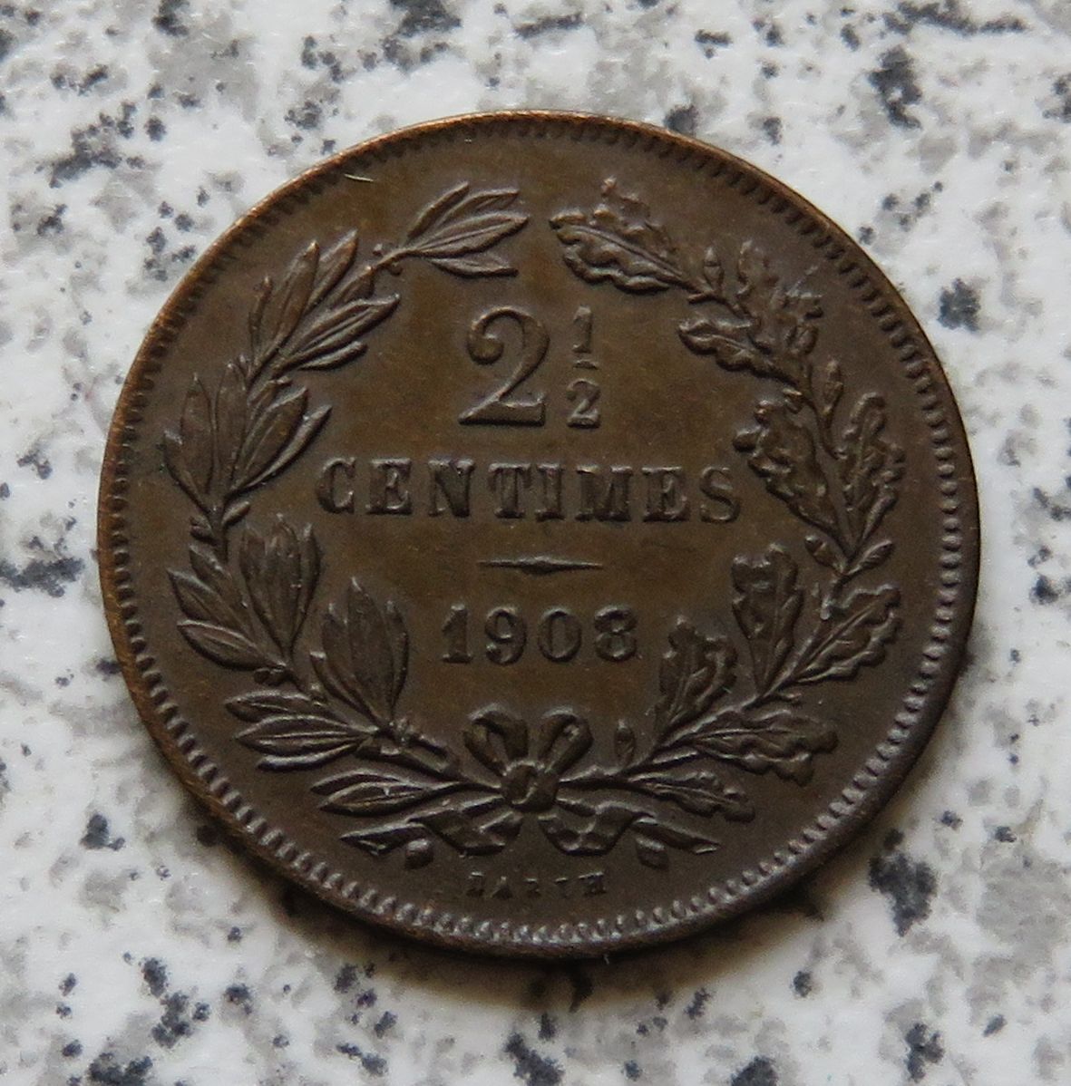  Luxemburg 2 1/2 Centimes 1908 / Luxemburg 2,5 Centimes 1908, besser   