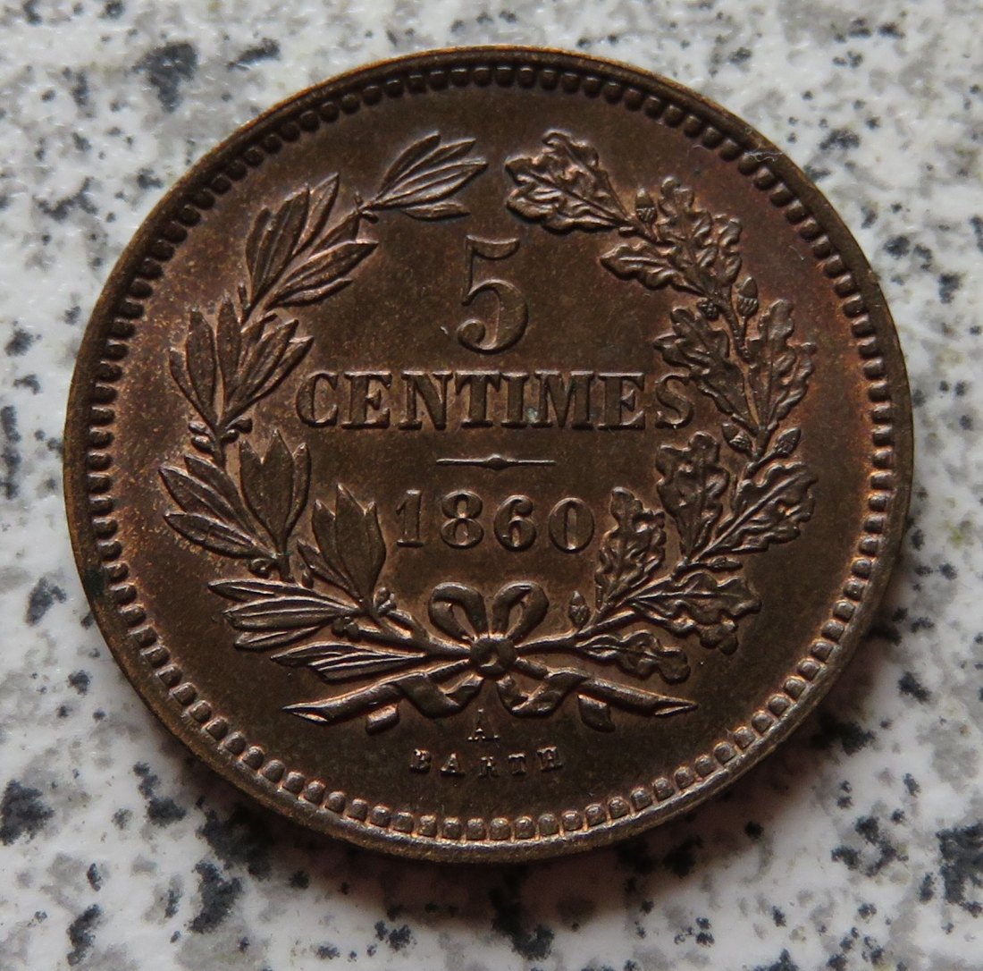  Luxemburg 5 Centimes 1860, Erhaltung   