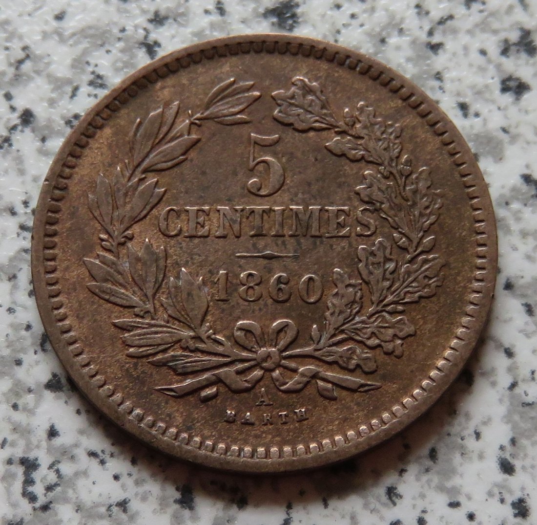  Luxemburg 5 Centimes 1860, besser   