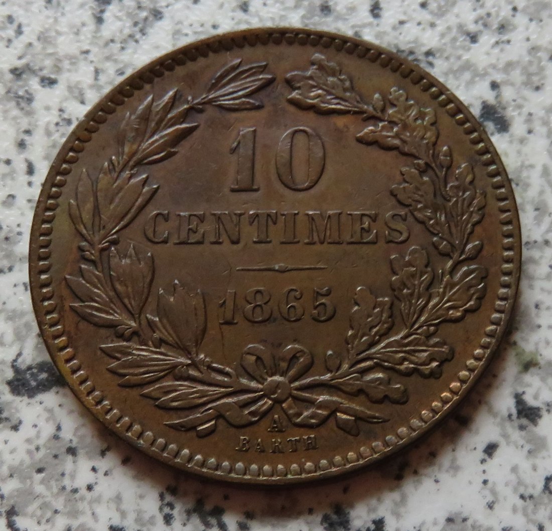  Luxemburg 10 Centimes 1865, Erhaltung   