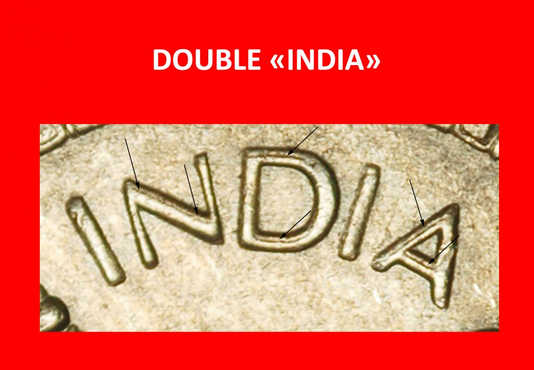  Ⰶ FIRST ISSUE (1975-1982): INDIA★ 1 RUPEE 1978 DOUBLE «INDIA» UNCOMMON! LOW START ★ NO RESERVE!   