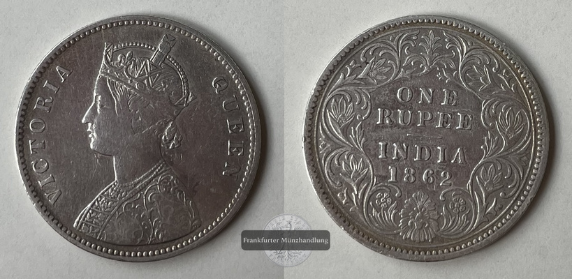  Britisch Indien  1 Rupee  1912 Queen Victoria KM#473  FM-Frankfurt   Feinsilber: 10,69g   