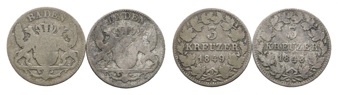  Altdeutschland, 2 Kleinmünzen 1849/1848   