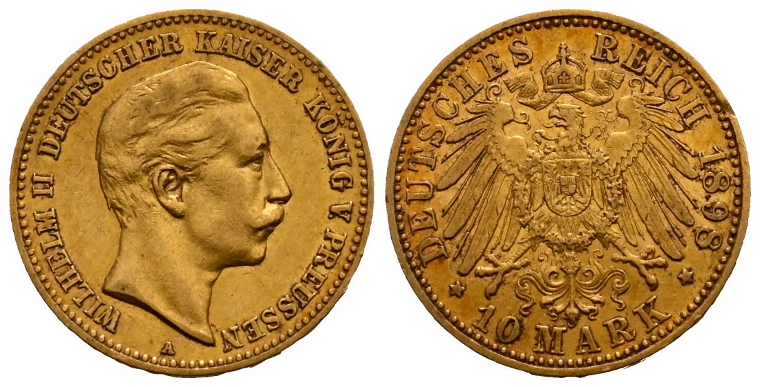 PEUS 2521 Kaiserreich - Preußen 3,58 g Feingold. Wilhelm II. (1888 - 1918) 10 Mark GOLD 1898 A Kl. Randfehler, Sehr schön