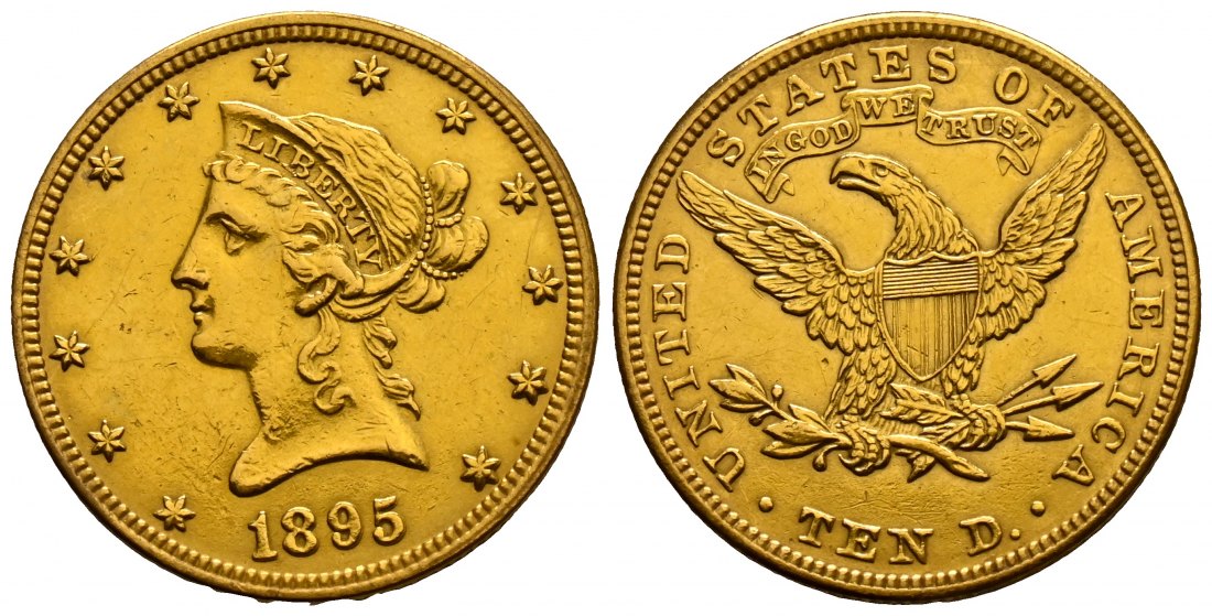 PEUS 2530 USA 15,05 g Feingold. Coronet Head 10 Dollars GOLD 1895 Sehr schön