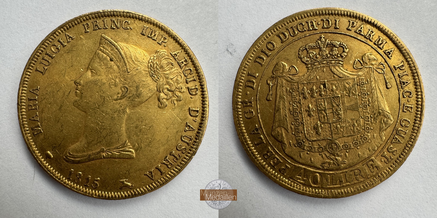 Italien, Maria Luigia MM-Frankfurt Feingold: 11,62g 40 Lire 1815 