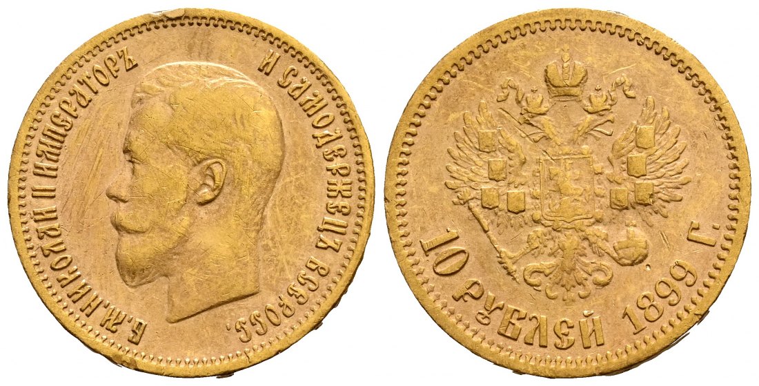 PEUS 2550 Russland 7,74 g Feingold. Zar Nikolaus II. (1894 - 1917) 10 Rubel GOLD 1899 ЭБ EB Gereinigt, sehr schön