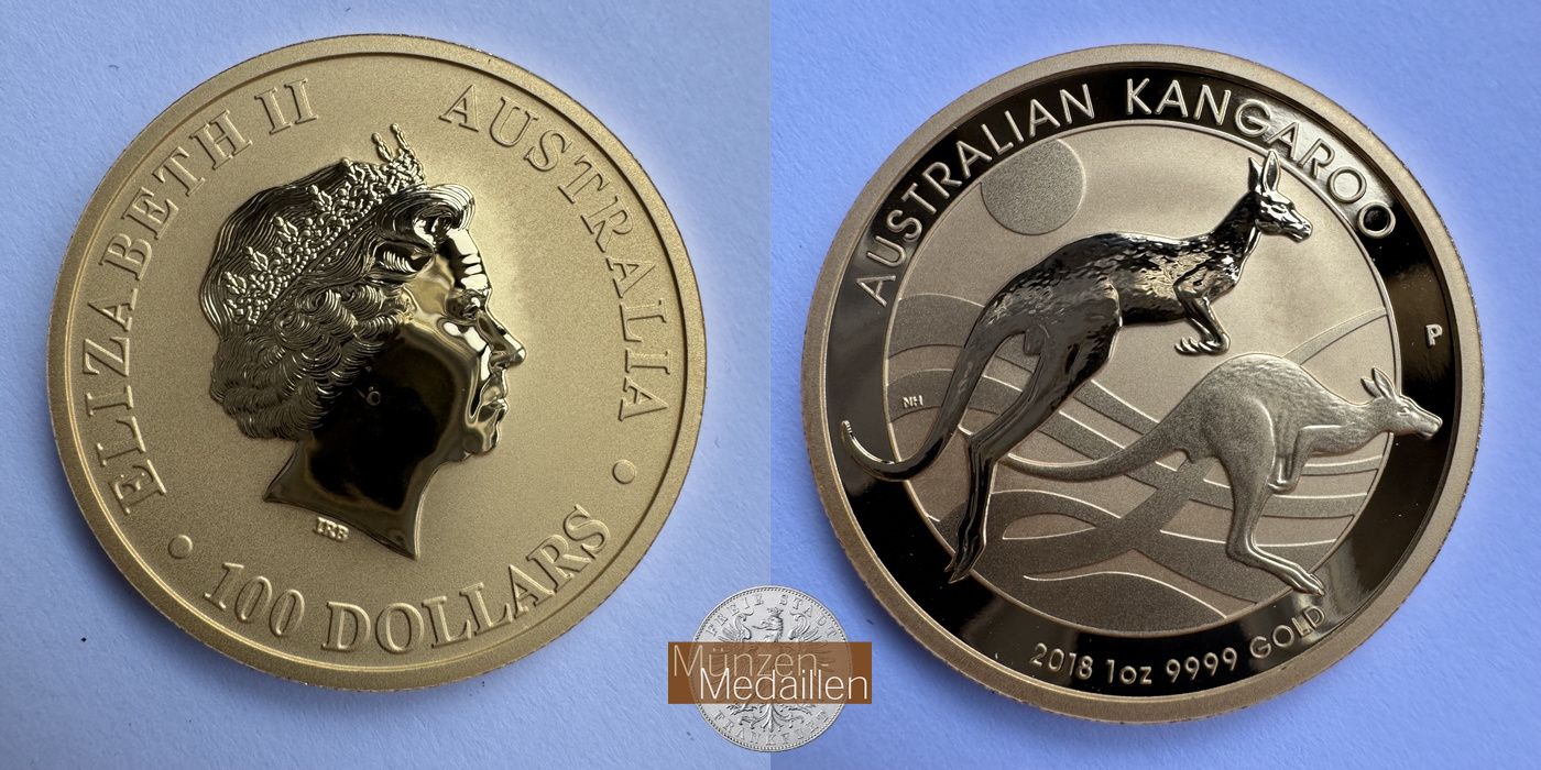 Australien  100 Dollar MM-Frankfurt KM#3587 Feingold: 31,1g Australien Känguru 2018 