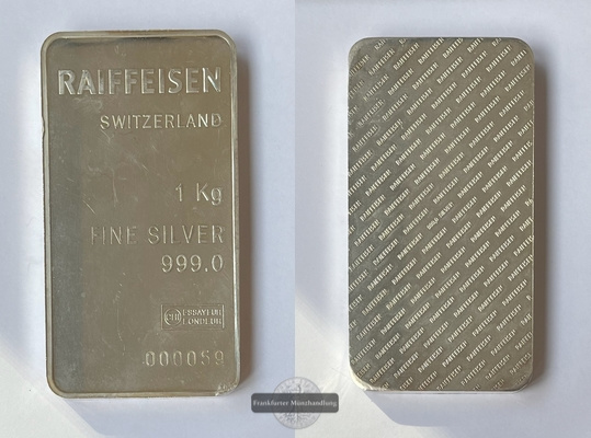  Schweiz Silberbarren 1.000g Raiffeisen FM-Frankfurt  Feinsilber: 1 Kg   