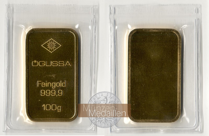 Österreich  Goldbarren  100g MM-Frankfurt Feingold: 100g Ögussa  