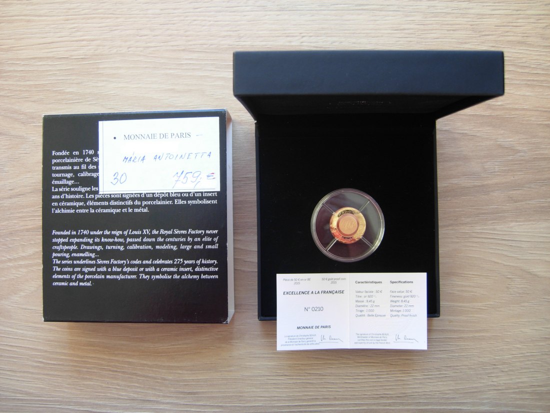  50 Euro 2015 - Manufacture de Sèvres + original box and certificate   