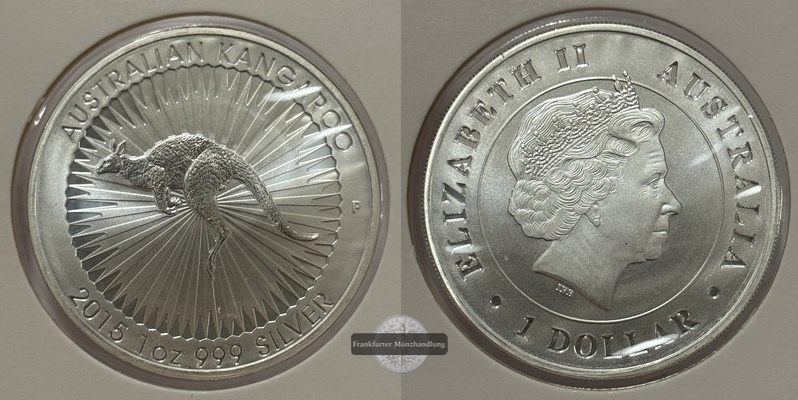  Australien - 1 Dollar Australisches Kangaroo  2015  FM-Frankfurt  Feingewicht: 31,1g   