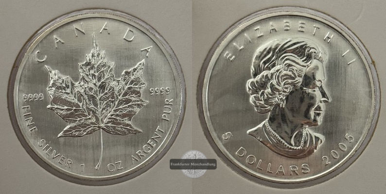  Kanada - 5 Dollar  2005  Maple Leaf   FM-Frankfurt    Feinsilber: 31g   