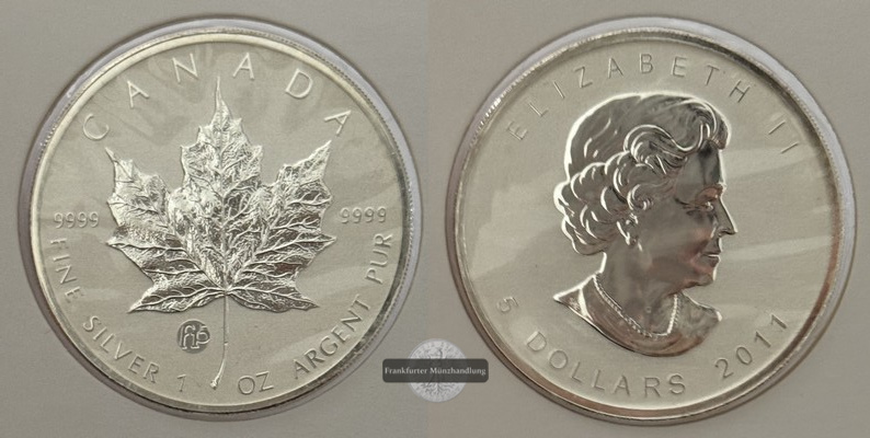  Kanada - 5 Dollar  2011  Maple Leaf   FM-Frankfurt    Feinsilber: 31g   