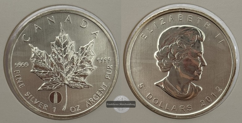  Kanada - 5 Dollar  2012  Maple Leaf   FM-Frankfurt    Feinsilber: 31g   