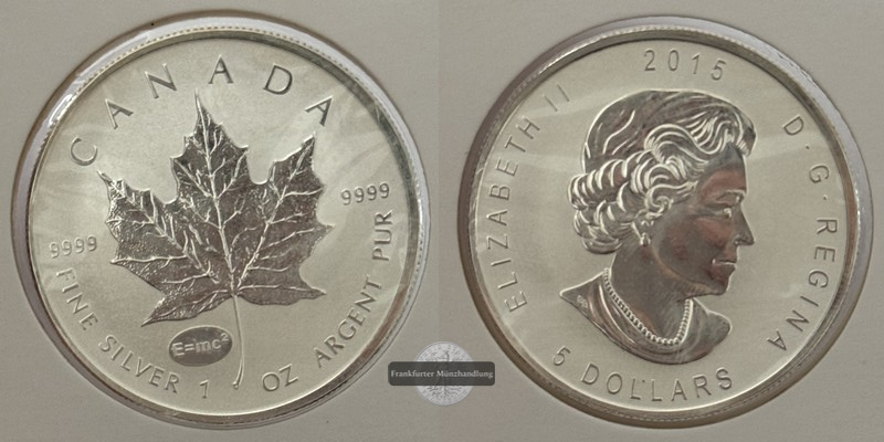  Kanada - 5 Dollar  2015  Maple Leaf   FM-Frankfurt    Feinsilber: 31g   