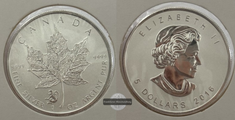  Kanada - 5 Dollar  2016  Maple Leaf   FM-Frankfurt    Feinsilber: 31g   