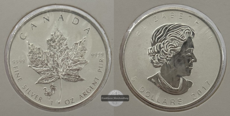  Kanada - 5 Dollar  2017  Maple Leaf   FM-Frankfurt    Feinsilber: 31g   