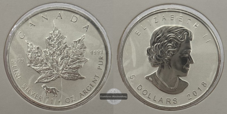  Kanada - 5 Dollar  2018  Maple Leaf   FM-Frankfurt    Feinsilber: 31g   