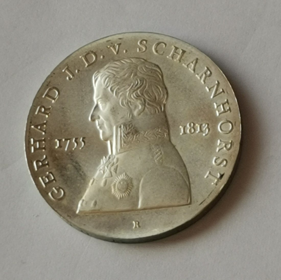  10 Mark DDR  225. Geburtstag von Gerhard Johann David von Scharnhorst 1980 Silber   