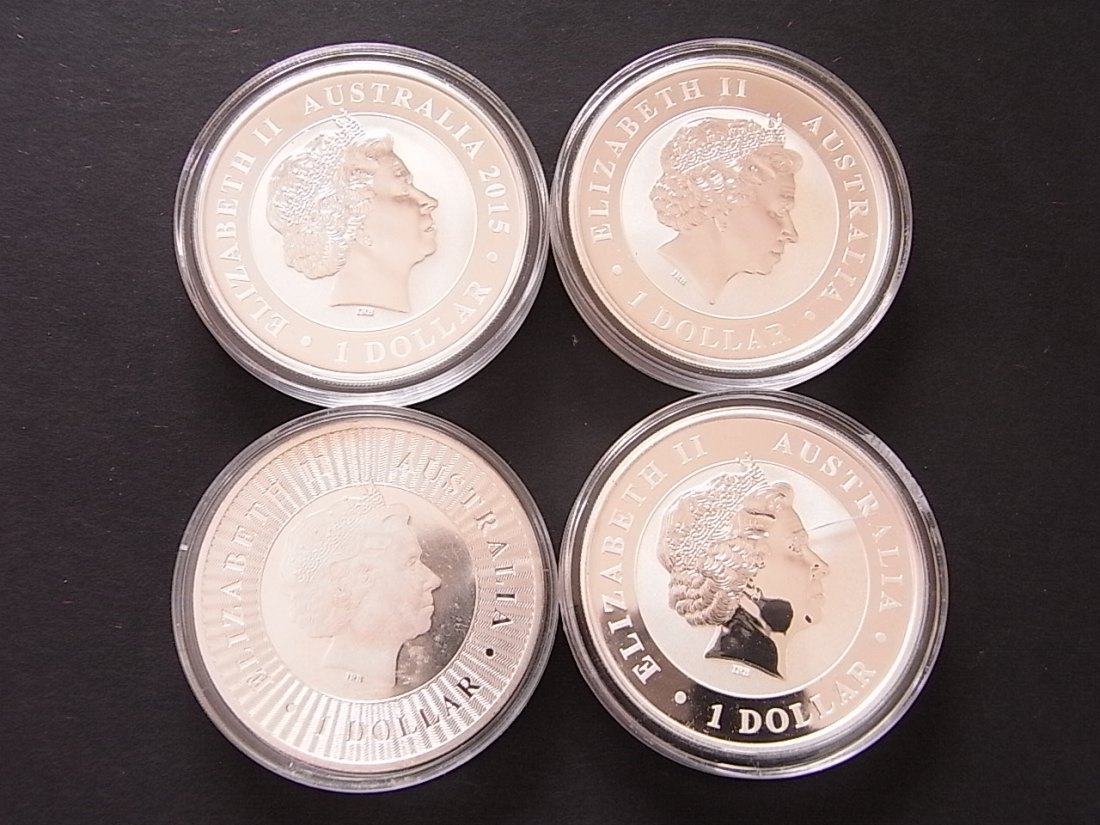  Australien 1 Dollar Koala,Kookaburra,Kangaroo 2014,16,15,17 4 Stück Unzen   