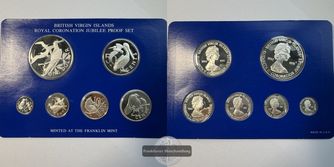  British Virgin Islands Proof Set 1978 The Royal Coronation Jubilee FM-Frankfurt Feinsilber: 58,21g   