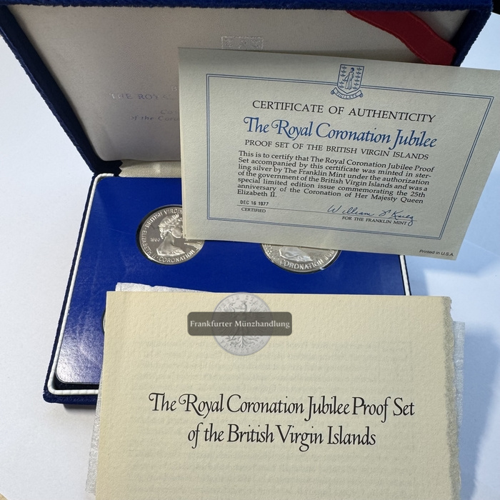  British Virgin Islands Proof Set 1978 The Royal Coronation Jubilee FM-Frankfurt Feinsilber: 58,21g   