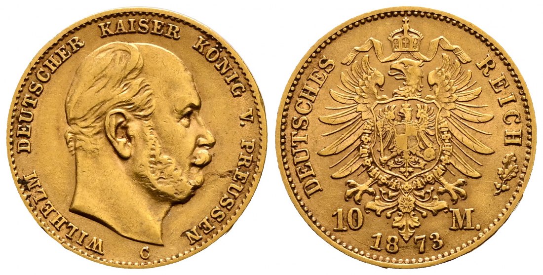 PEUS 2559 Kaiserreich - Preußen 3,58 g Feingold. Wilhelm I. (1861 - 1888) 10 Mark GOLD 1873 C Frankfurt Sehr schön