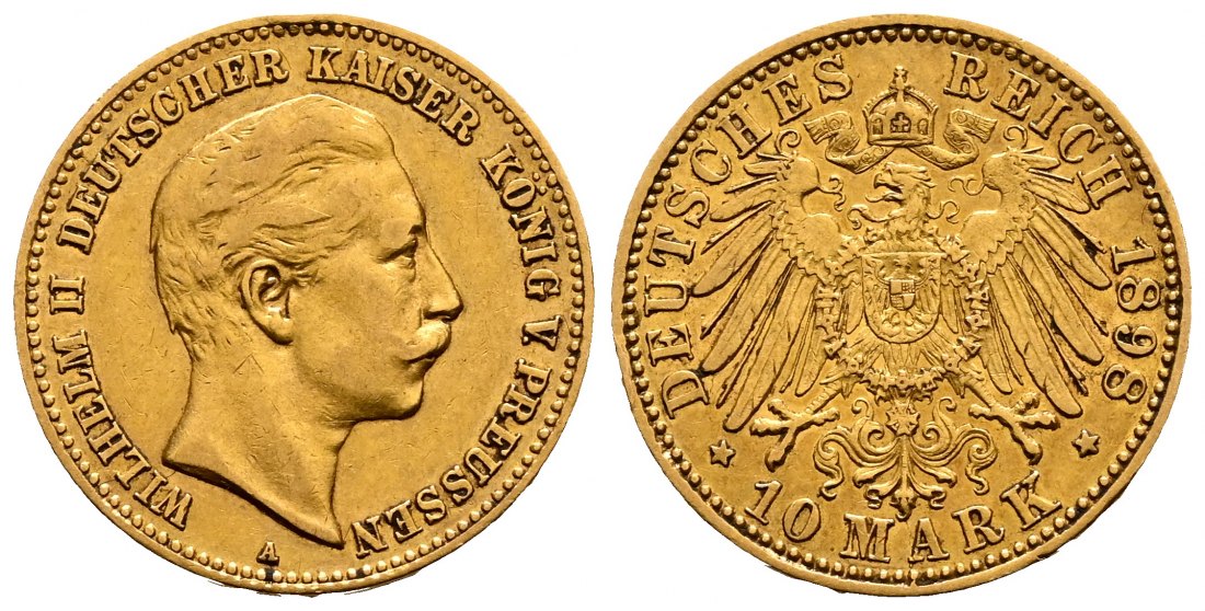 PEUS 2560 Kaiserreich - Preußen 3,58 g Feingold. Wilhelm II. (1888 - 1918) 10 Mark GOLD 1898 A Sehr schön