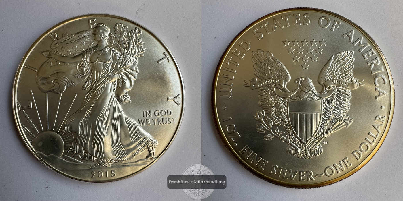  USA, 1 Dollar 2015 Walking Liberty FM-Frankfurt KM#273 Feinsilber: 31g   